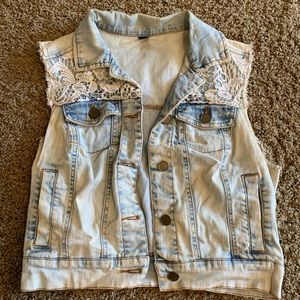 Denim lace vest